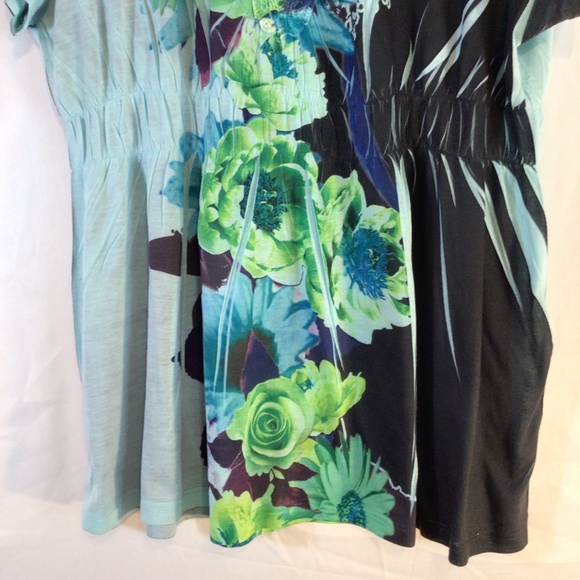 New Directions XL Floral Boho Tunic Top Abstract Print Short Sleeve Artsy Blouse - Picture 7 of 8